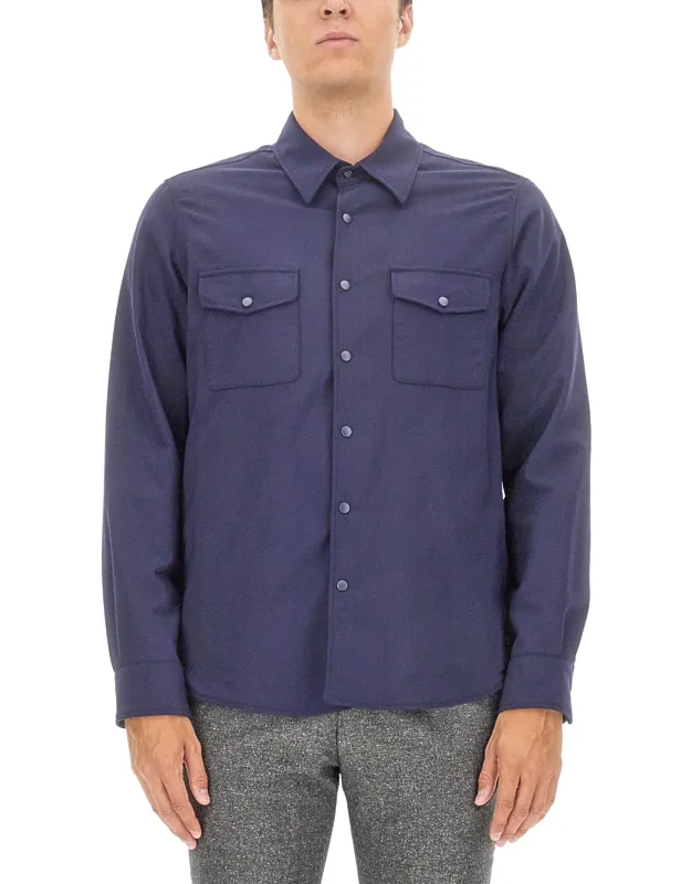 Aspesi Double Shirt Model Is 185 Cm Tall Wears Size L