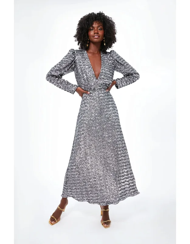 Pewter Sequin Midi Dress