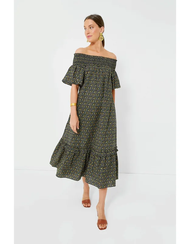 Floral Shirred Capri Maxi Dress