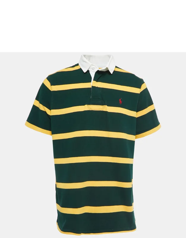 Striped Cotton Knit Contrast Collar T-shirt