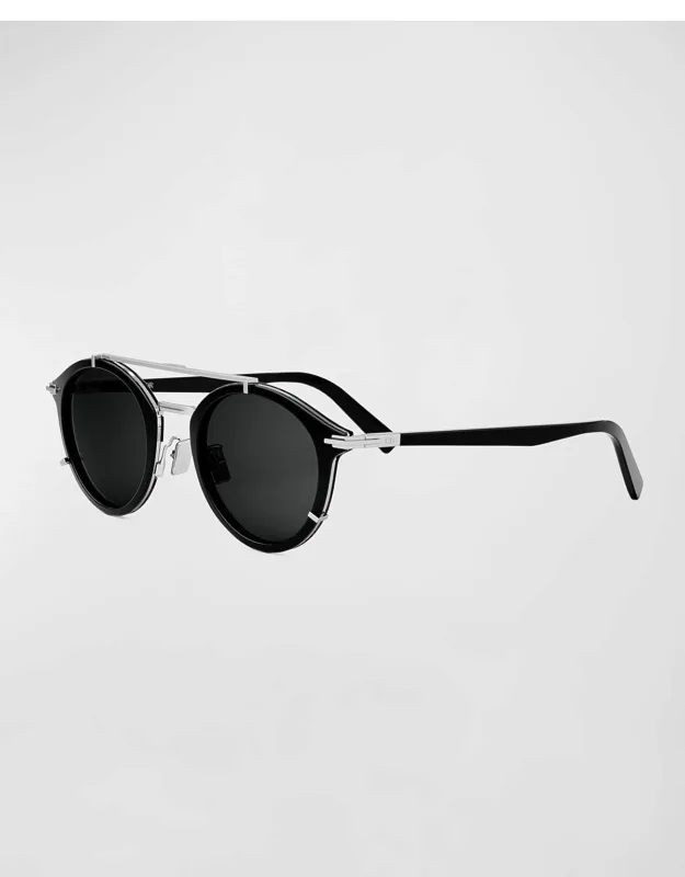 Dior Black Suit R7u Sunglasses With Round Acetate Frames