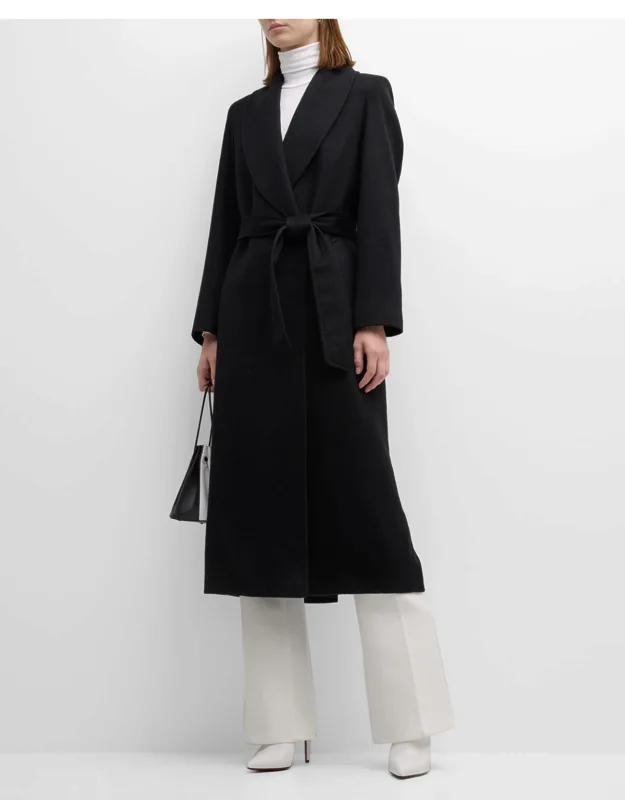 Belted Wrap Coat With Pick-stitched Detail