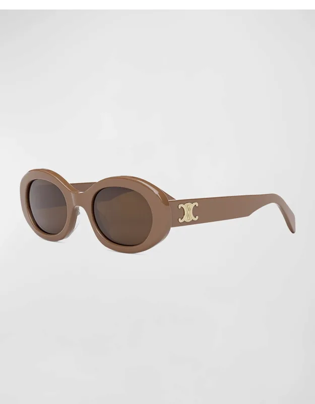 Triomphe Acetate Oval Sunglasses With Saddle Nose Bridge And 100% Uva/uvb Protection