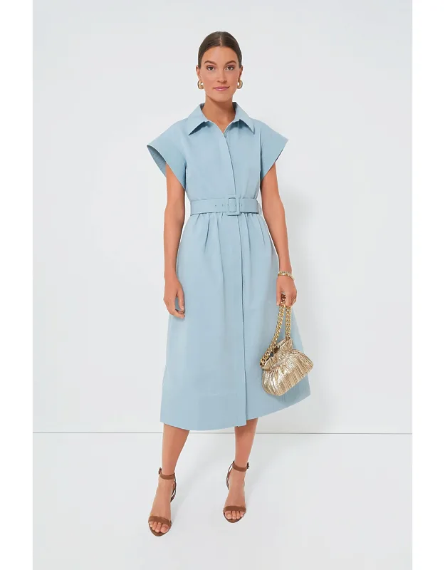 Slate Blue Chloe Dress - Structured Ultra-ladylike