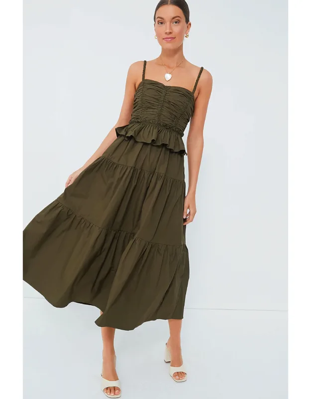 Exclusive Olive Tiered Maxi Dress