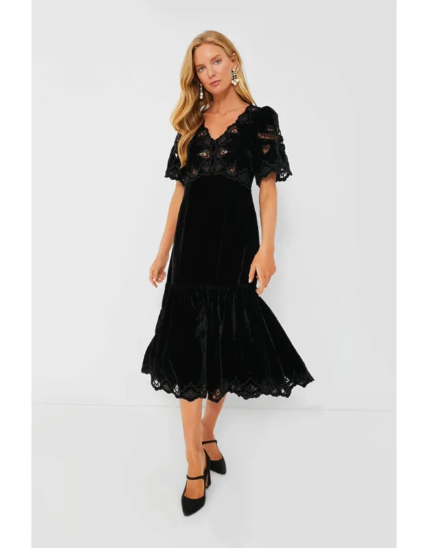 Eliana Embroidery Short Sleeve V-neck Dress