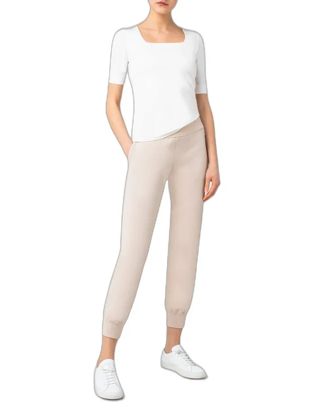 Cotton Half-sleeve Square-neck Tee