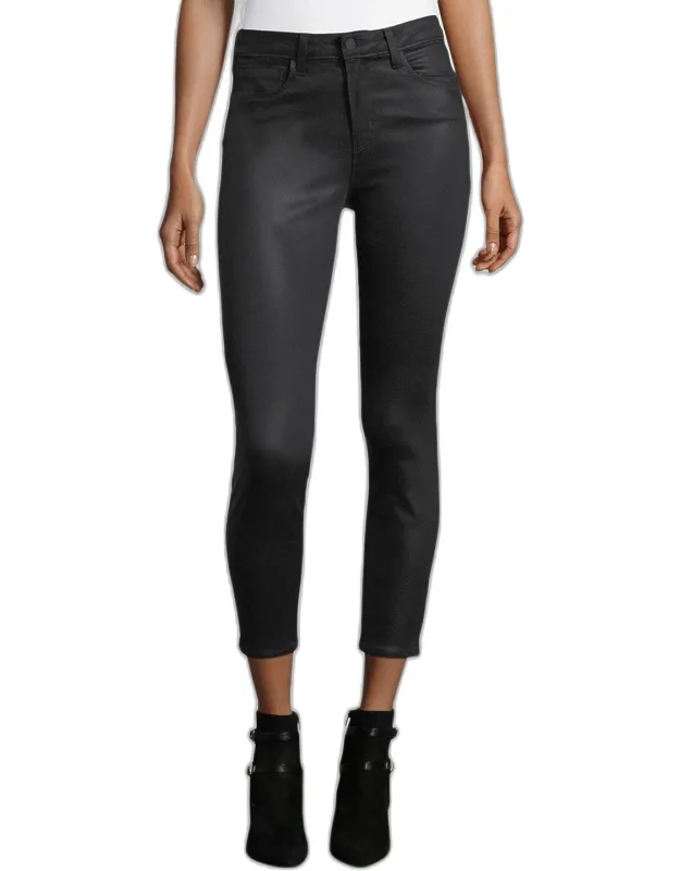 Coated High-rise Skinny Ankle Jeans