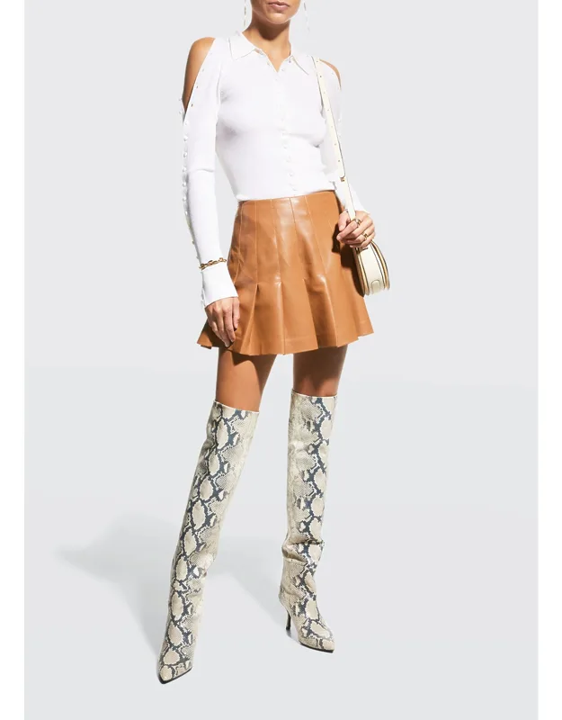Vegan Leather Pleated Mini Skirt