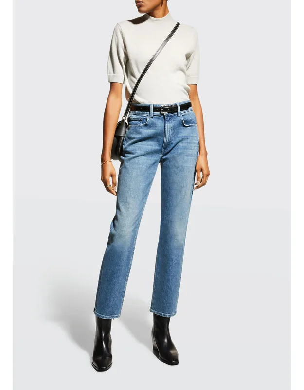 High Rise Straight Ankle Jeans