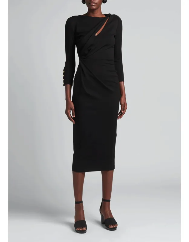 Asymmetric Keyhole Midi Dress