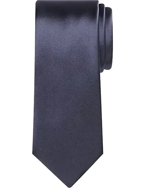 Pewter Skinny Solid Tie With Smooth Satin Finish And Lustrous Shine
