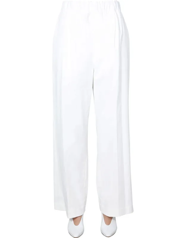 Wide Trousers With Elasticated Waist And Pockets