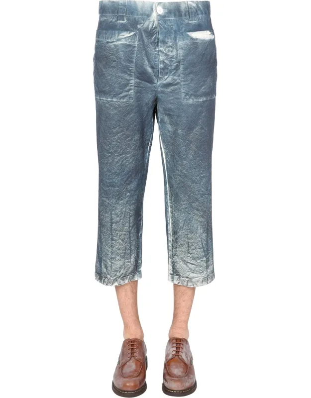 Straight Trousers With Tie Dye Print And 100% Cotton