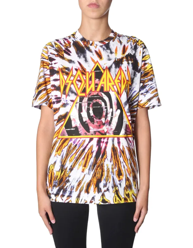 Tie And Dye Print T-shirt Regular Fit 100% Cotton Made In Italy