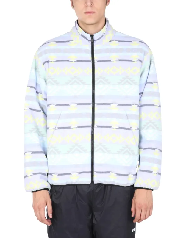 Fantastic Green Jacket With Multicolor Geometric Pattern