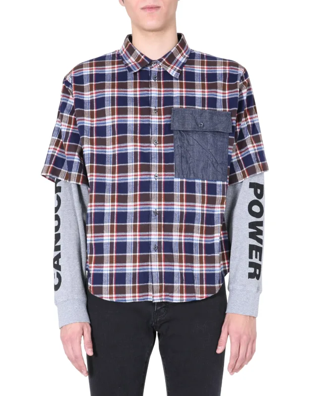 Dsquared Shirt With Double Sleeves Check Pattern Front Buttons Closure