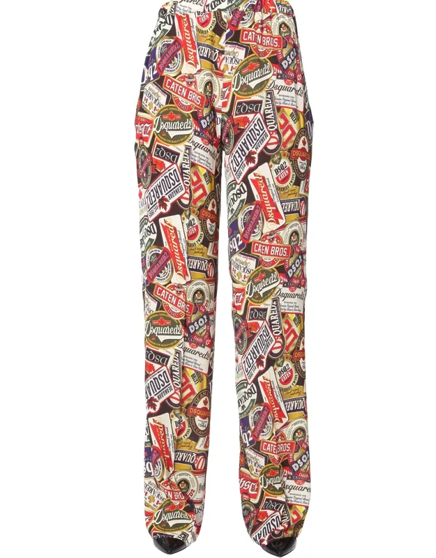 Dsquared Wide Pants With Elasticated Waistband And Two Side Pockets
