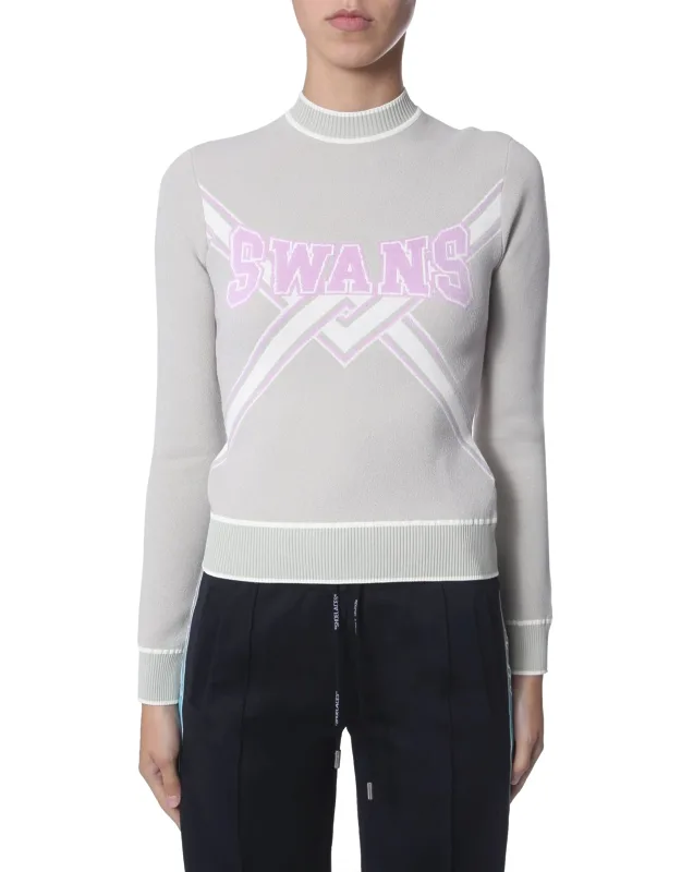 Off-white Cropped Sweater Round Neck Slim Fit