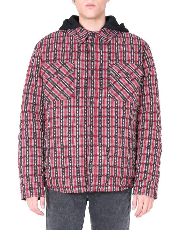 Off-white Padded Shirt With Removable Hood And Buttoned Pockets