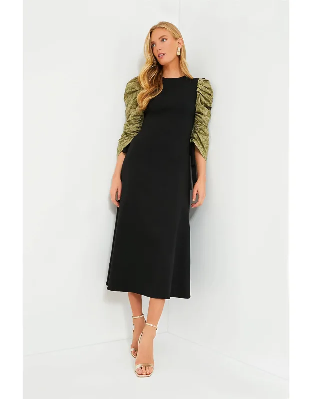 Juliet Maxi Dress With Green Printed Sleeve