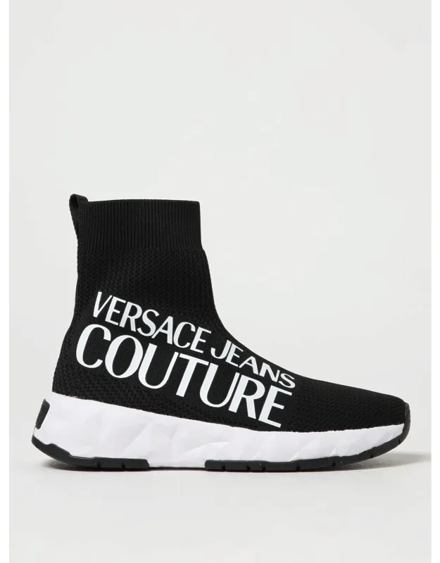 Sneakers In Stretch Knit With Printed Logo