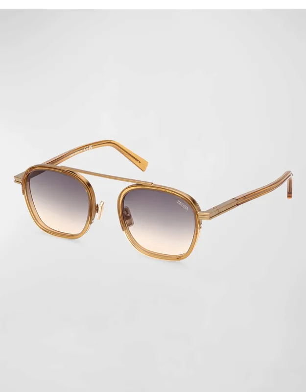 Geometric Acetate And Metal Sunglasses