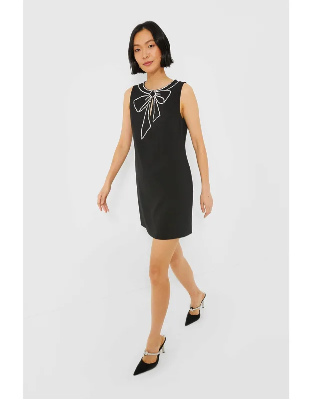 Embellished Bow Crepe Dress