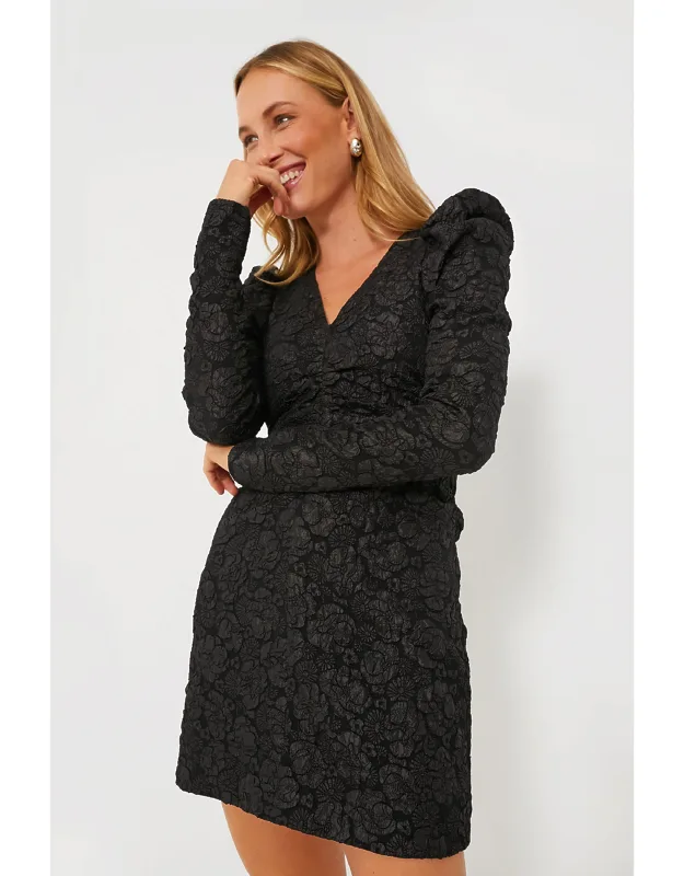 Stretch Jacquard V-neck Mini Dress