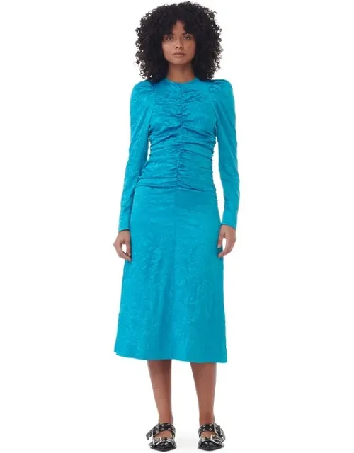 Algiers Crinkled Satin O-neck Midi Dress