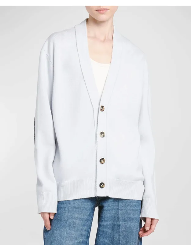 Classic Cashmere Cardigan With Intrec Patches