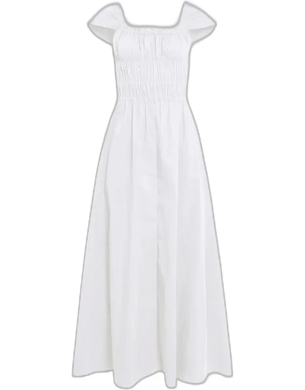 Lily Ruched Cap-sleeve Midi Dress
