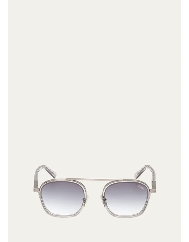 Orizzonte I Geometric Acetate And Metal Sunglasses