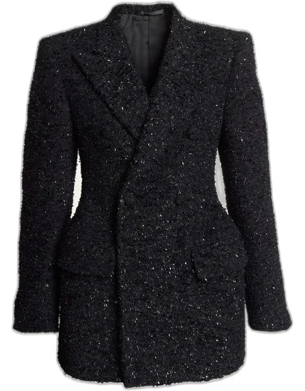 Boucle Double-breast Hourglass Coat