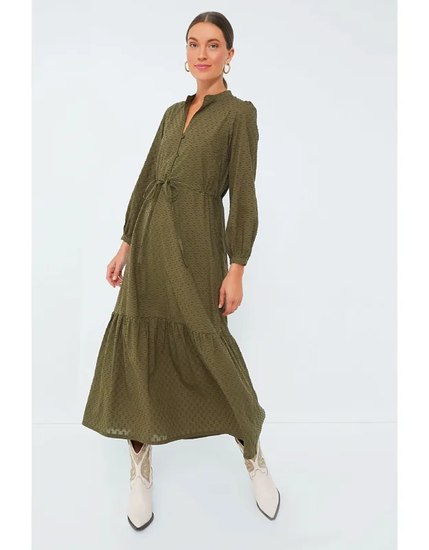 Moss Swiss Dot Organic Dress