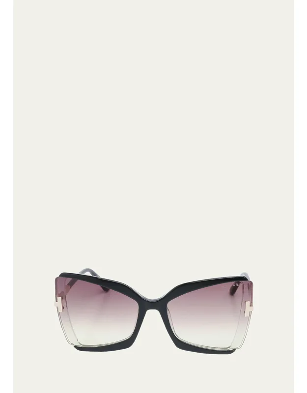 Gia Semi-rimmed Acetate Butterfly Sunglass