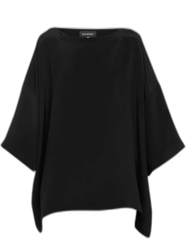 Three-quarter Sleeve Bateau Neck Tunic Top