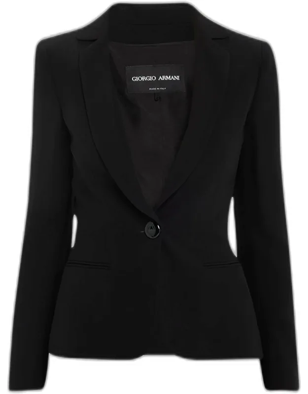 Cady Tailored Blazer Jacket With Notched Lapel And Silk Lining