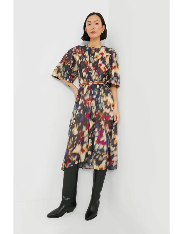 Ochre Black Maggy Watercolor Dress