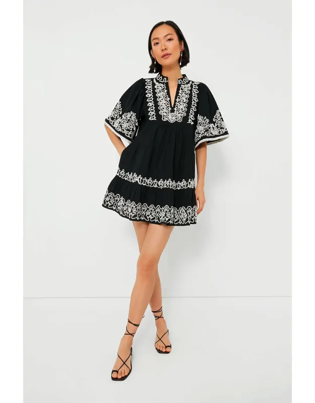 Cordera Embroidery Short Sleeve Tiered Dress
