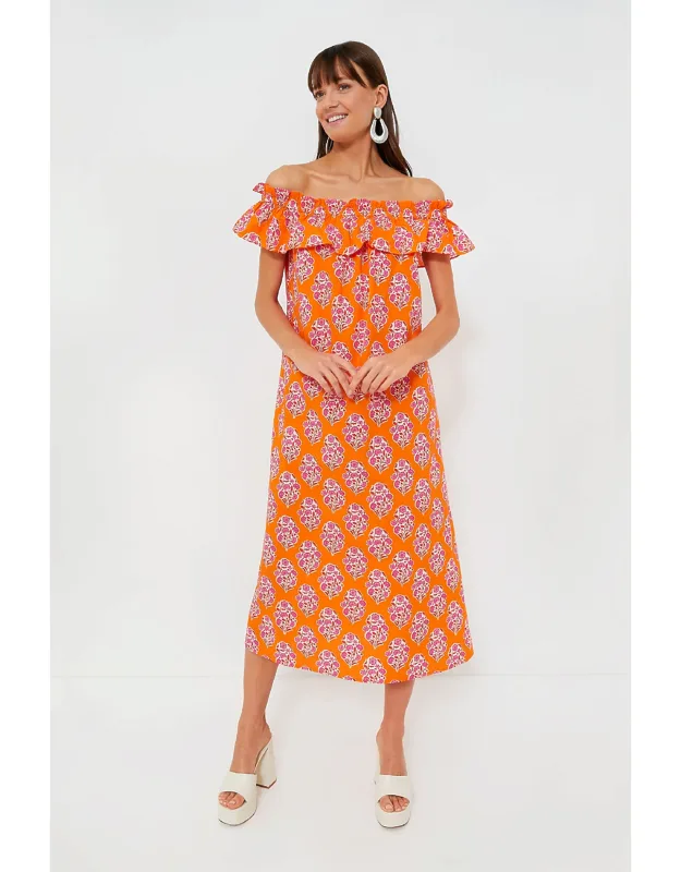 Tangerine Buta Tallulah Dress
