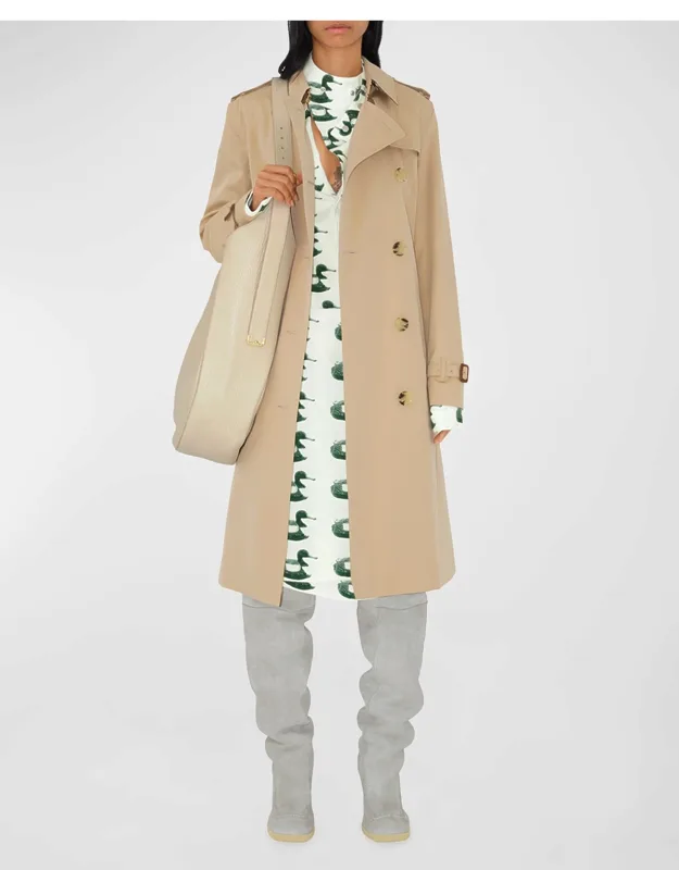 Organic Belted Double-breasted Long Trench Coat