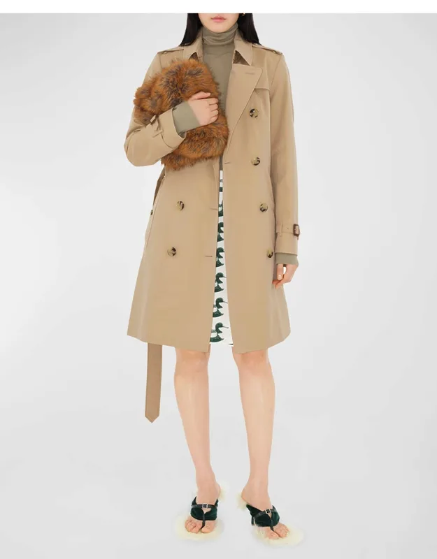 Chelsea Belted Double-breasted Trench Coat With Organic Water-resistant Gabardine And Signature Check Lining