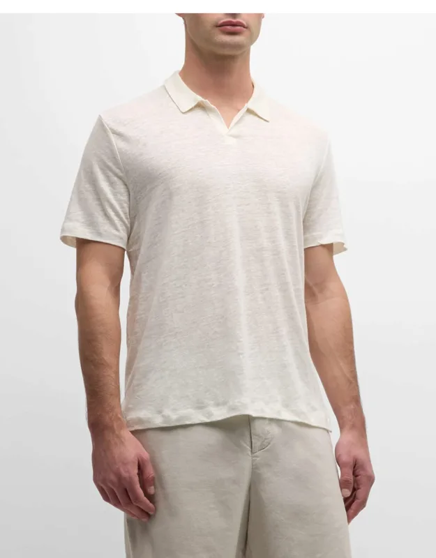 Shaun Linen Johnny Collar Polo Shirt