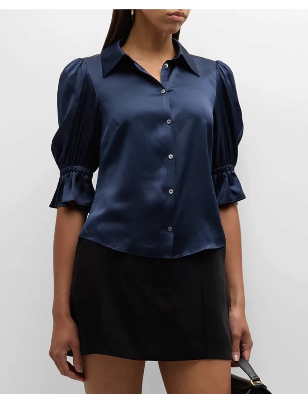 Silk Satin Short-sleeve Top