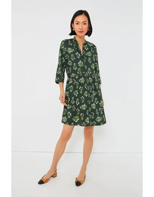 Stamped Bouquets Royal Shirt Dress