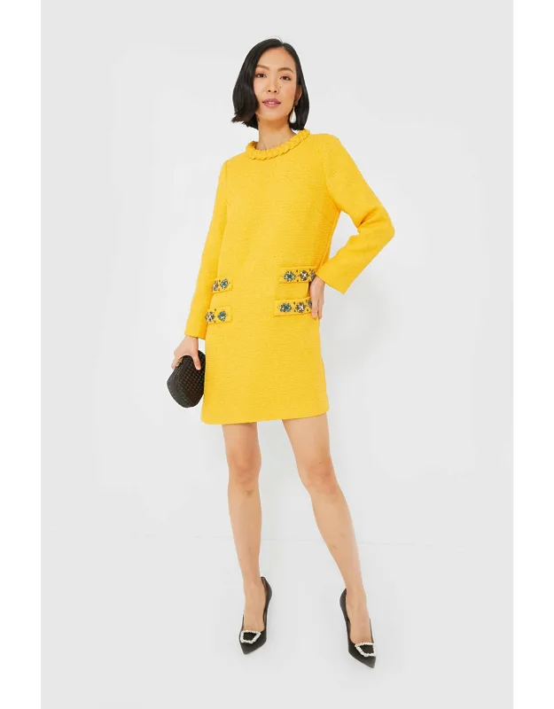 Marigold Tweed Long Sleeve Dress
