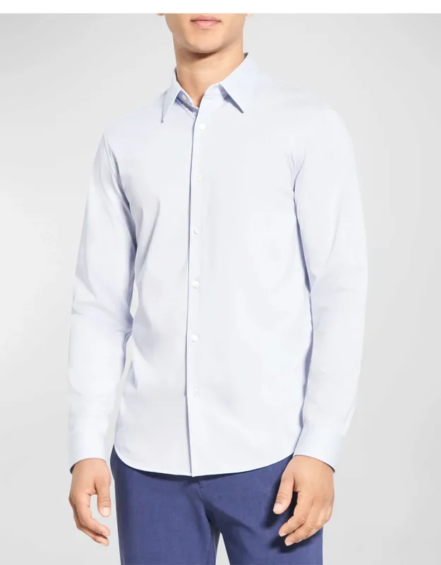 Sylvain Shirt In Structure Knit With Spread Collar And Button Front