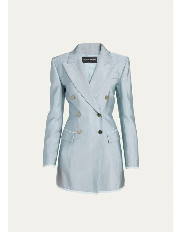 Textured Viscose Double-breasted Blazer