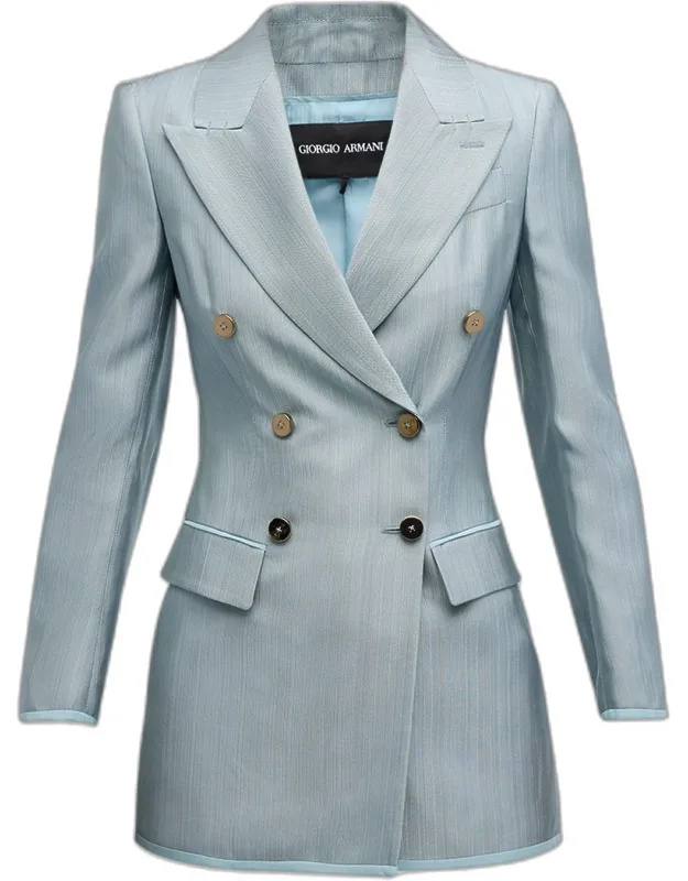 Textured Viscose Double-breasted Blazer